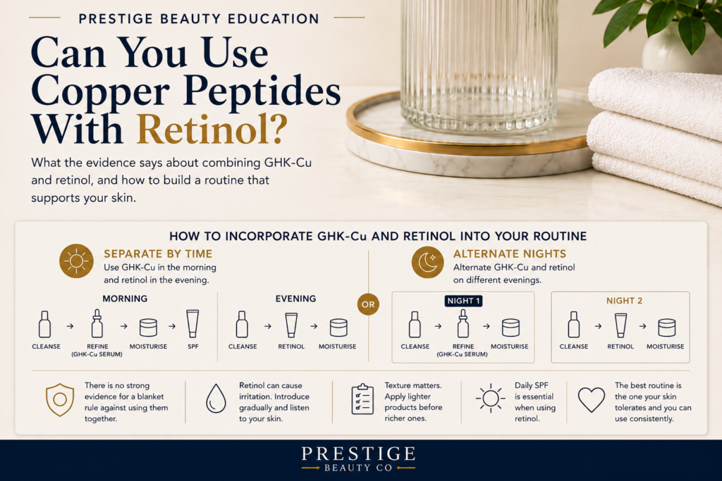 Can you use copper peptides with retinol? Guide to using GHK-Cu and retinol in a skincare routine.